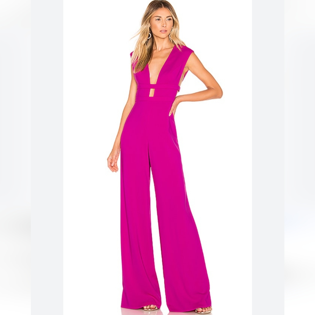 Jay Godfrey Deep V-Neck Jumpsuit.